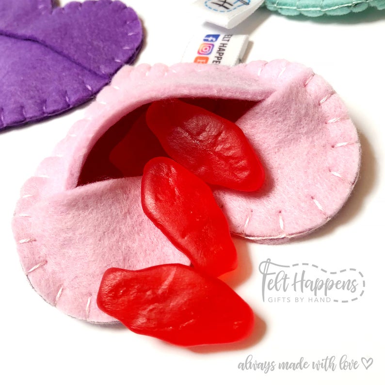 Conversation Heart, Love, Valentine's, Felt Candy Holder,Anniversary, Baby Shower, Party Favor, School Class, Gift By Hand image 3