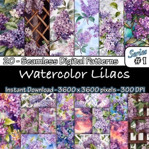 WATERCOLOR LILACS | Watercolor Lilacs Seamless Pattern | Lilacs Watercolor Background  | Printable Digital Paper | Tile Pattern | Series 1