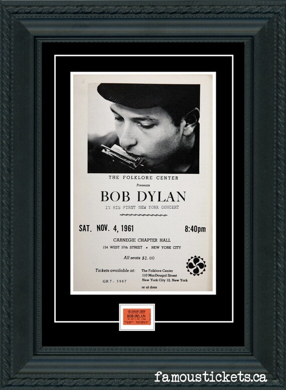 Bob Dylan 1961 1st Ever Concert Poster Ticket Ready To