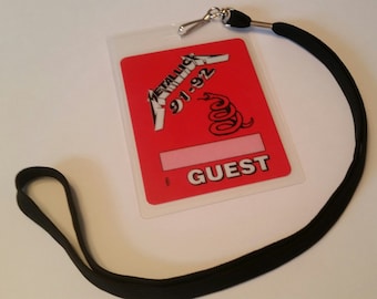 Metallica       BACKSTAGE PASS  2-Sided with Signatures + Lanyard  LOOK!  (red)
