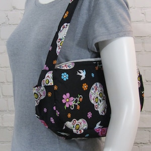 Sugar Skulls Hand bag, Shoulder Purse, Small Purse, Handmade Purse, Shoulder bag