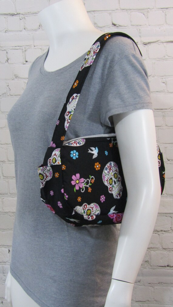 Sugar Skulls Hand bag, Shoulder Purse, Small Purse, Handmade Purse, Shoulder bag
