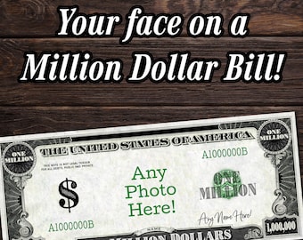 Custom PHYSICAL Shipped to you Million Dollar Bill - Custom Made To Order - Great for Birthdays, Anniversaries, Etc - Includes Free Case
