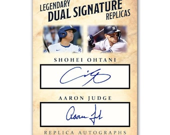 Shohei Ohtani Aaron Judge ACEO Replica Dual Autograph Signature Baseball Card