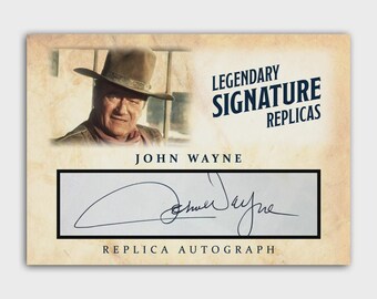 John Wayne ACEO Replica Autograph Classic Western Novelty Collectible Card in Top Loader