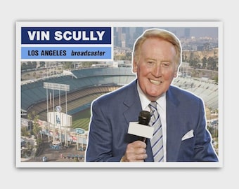 Vin Scully Los Angeles Dodgers 1950s Style ACEO Vintage Baseball Card Reprint