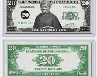 Harriet Tubman Twenty 20 Dollar Bill Novelty Collectible Money with Case