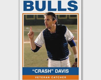 Crash Davis Kevin Costner Bull Durham Bulls ACEO Novelty Art Baseball Card in Top Loader