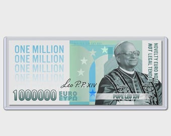 Pope Leo XIV Million Euro Note Catholic Vatican City Collectible Bill with Case