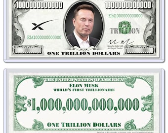 Elon Musk Trillion Dollar Bill with Case Trillionaire Collectible Tesla SpaceX