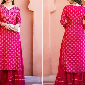 Latest Pakistani Dresses, Punjabi Suit Brocade Banarasi Silk Kurta Salwar Suit  Women Wear Kurti Pant Set Formal Indian Outfit 