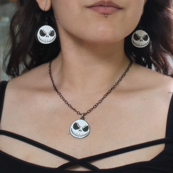 Jack Skellington Nightmare Before Christmas Disney Halloween Earrings, Necklace, OR Set With Both