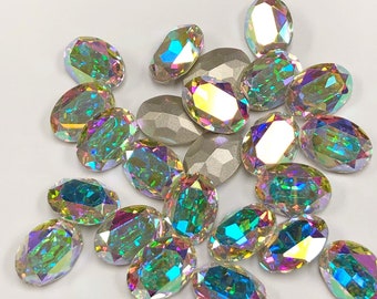 Earrings 13 x 18 mm cabochon jewelry with rhinestone LOCKENBAUM Curly Tree