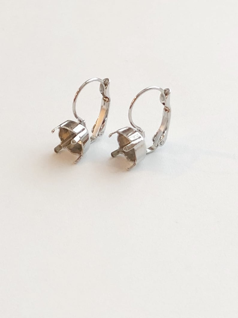 39ss Rhodium Empty Earring Setting 8mm Empty Cup Chain Etsy