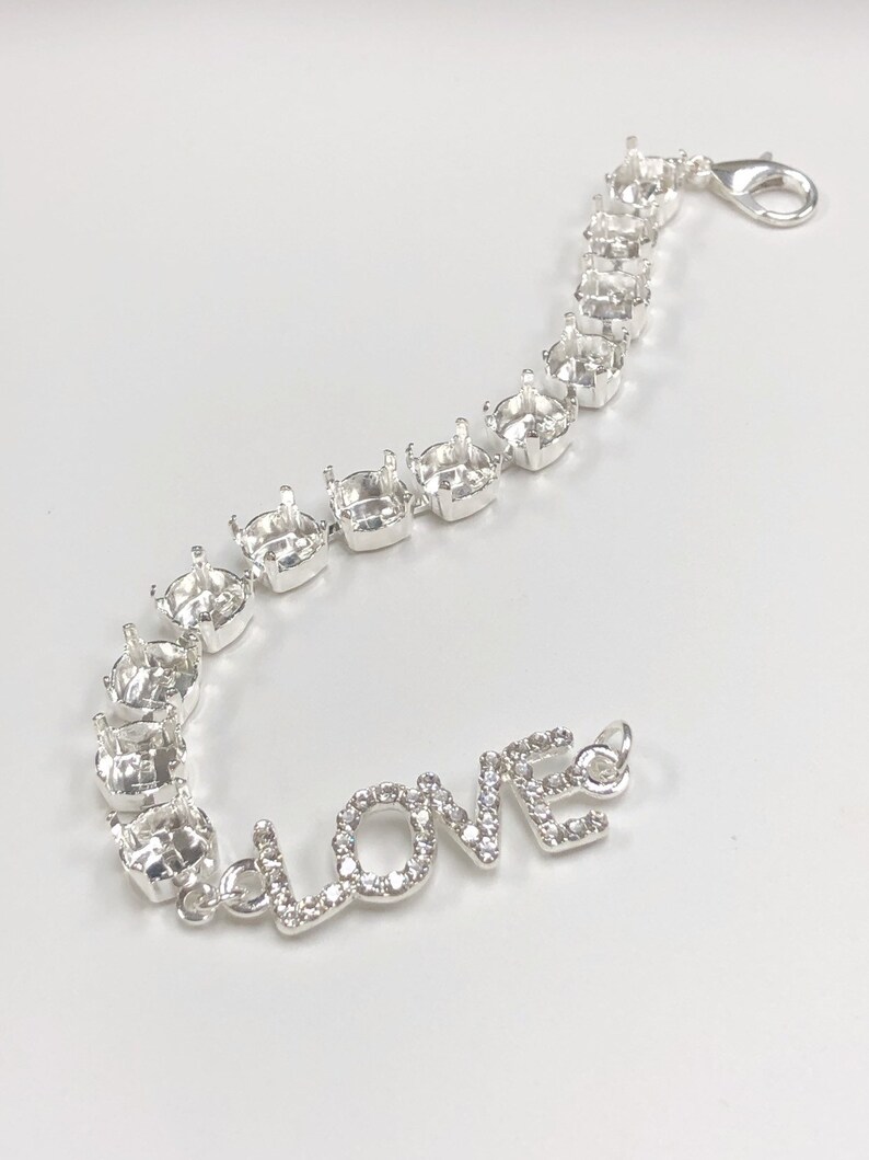 39ss Empty Cup Chain Love Charm Bracelet Setting Shiny Silver - Etsy