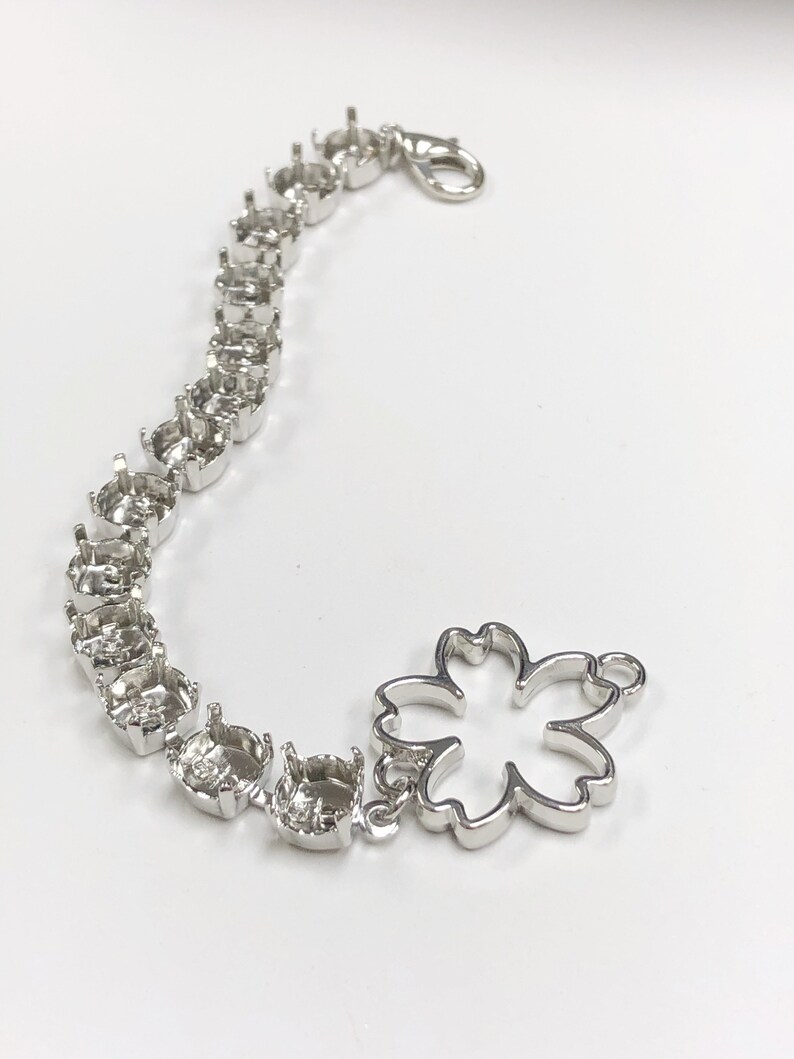 39ss Flowerempty Cup Chain Bracelet Setting Rhodium Plated for Etsy