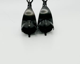 Black Noir Hoop Earring Setting: 12mm Rivoli Leverback, One Pair