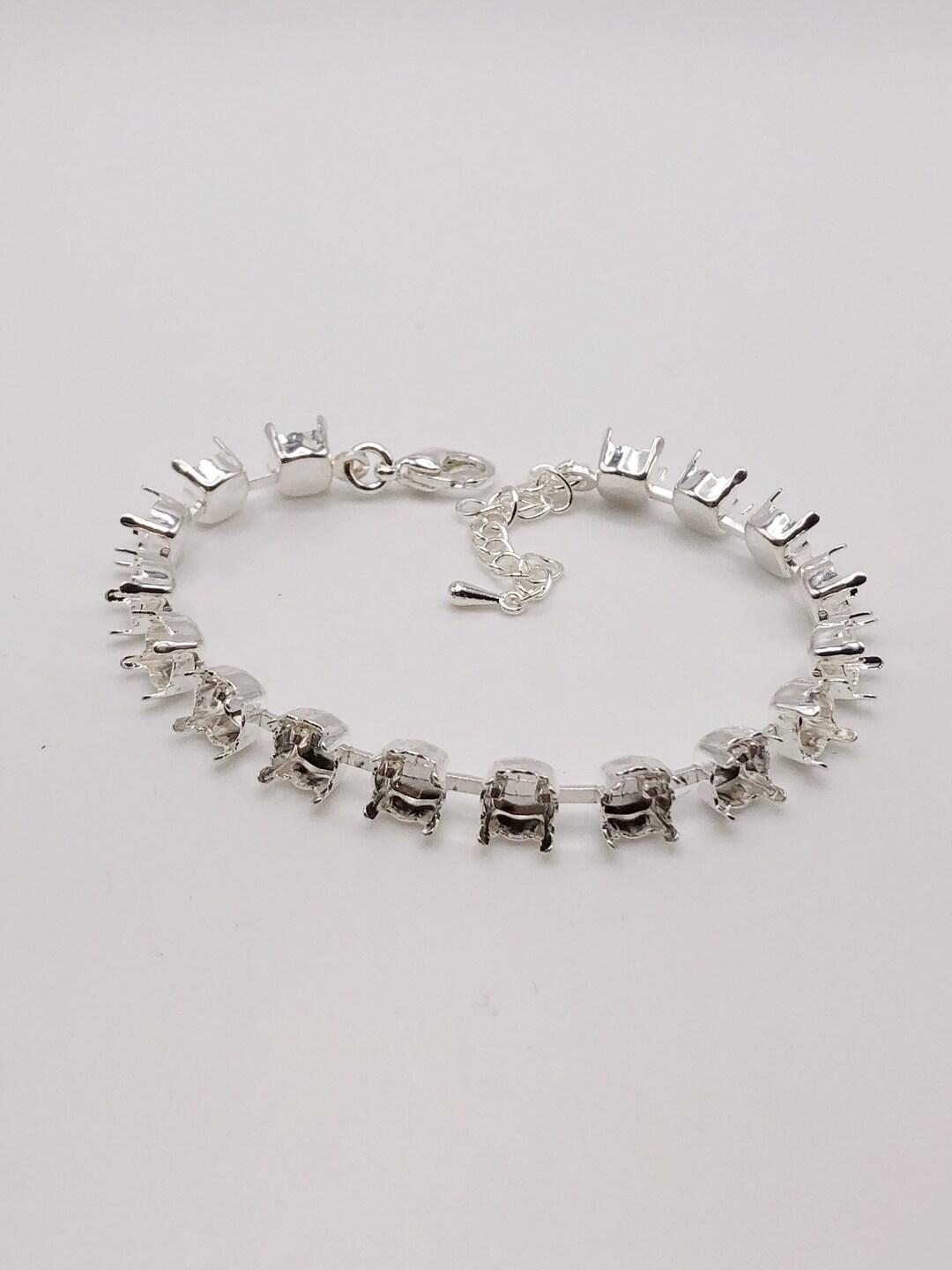 6mm Empty Cup Chain Bracelet Setting in Bright Silver, Bracelet Making