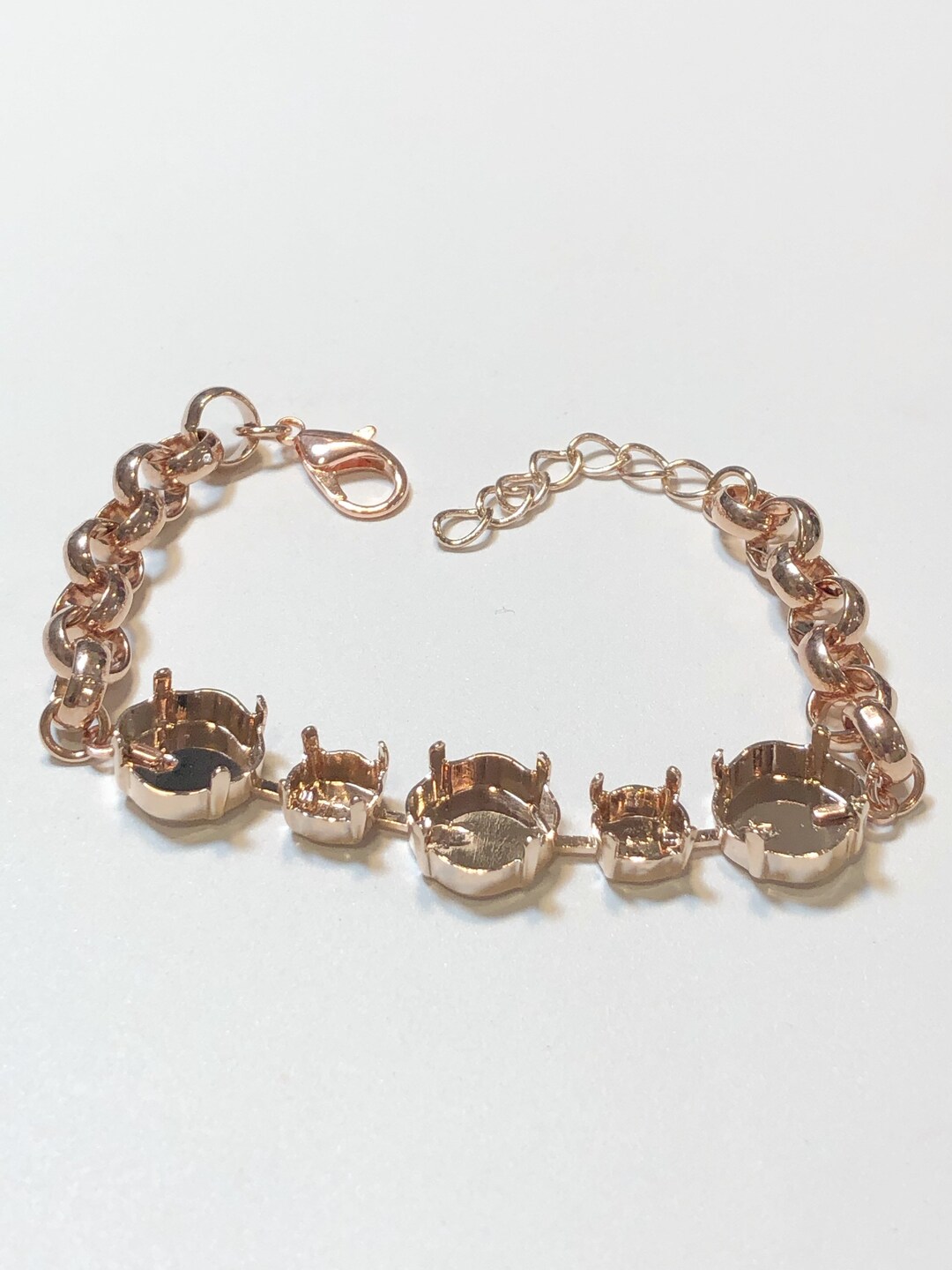 5 Setting 39ss 4470 Empty Cup Chain Bracelet Setting in Rose Gold