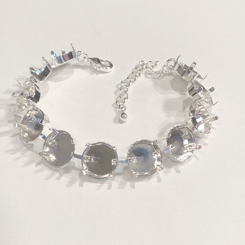 12x12mm 39ss Empty Cup Chain Bracelet Setting Antique Silver Etsy