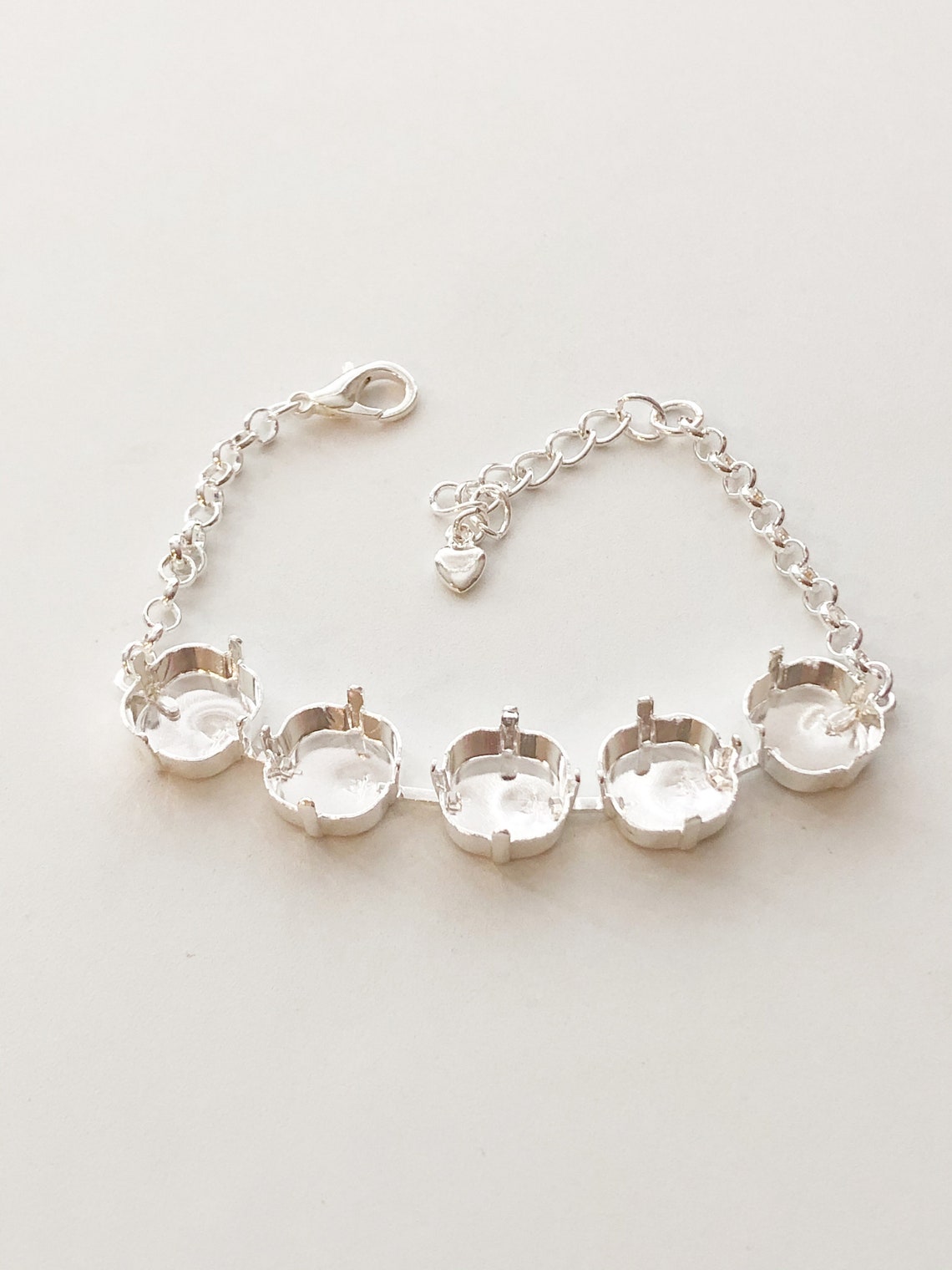 5 Setting 4470 Empty Cup Chain Bracelet Setting in Silver Etsy
