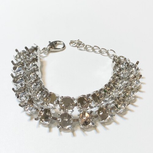 39ss Empty Cup Chain Bracelet Setting Shiny Silver 15 Cup 8mm Etsy