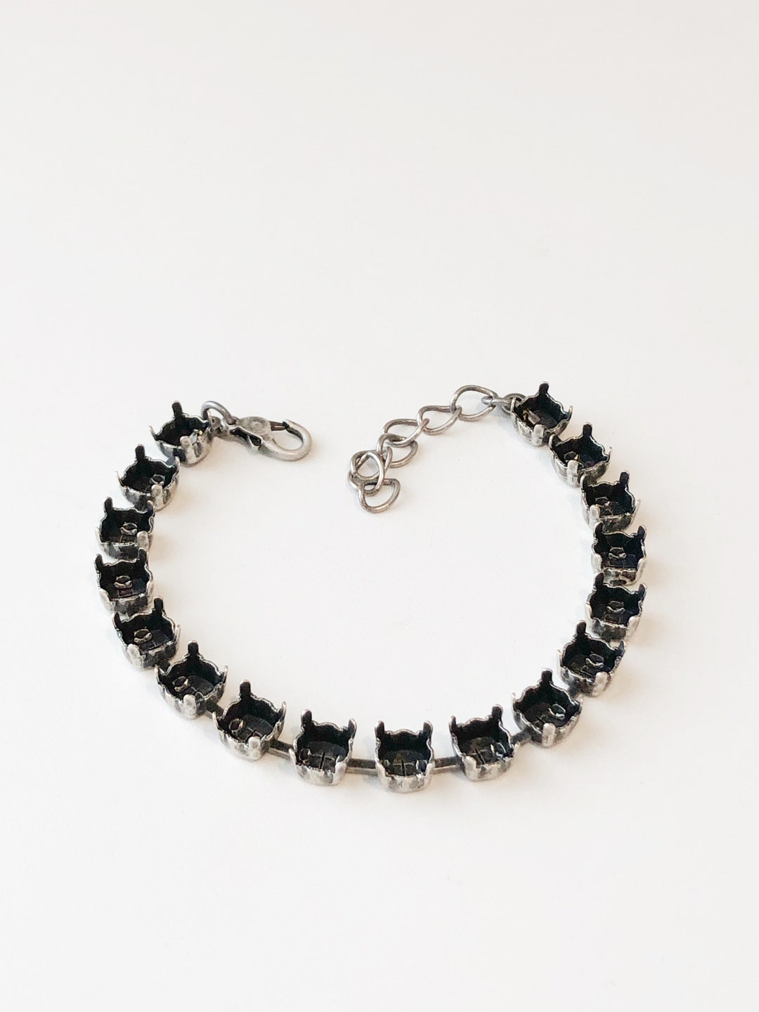 Antique Silver 6mm Empty Cup Chain Bracelet Setting: 29ss Crystal Base ...