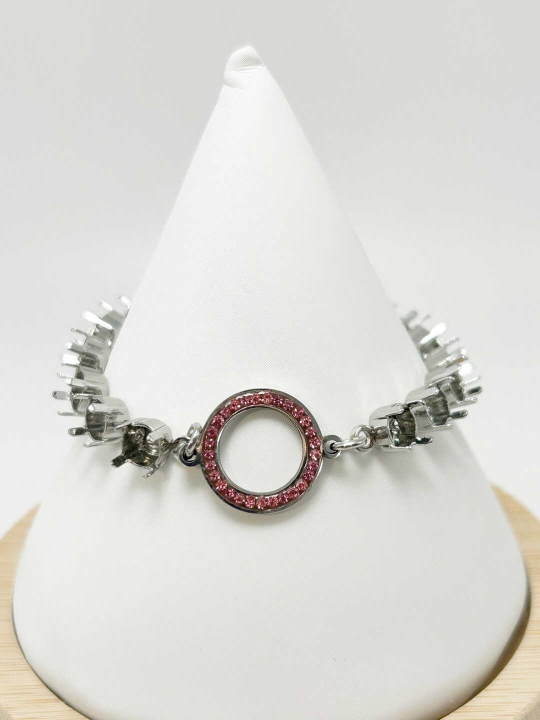 Rhodium Plated Rose Rhinestone Bracelet Setting: DIY Jewelry Making ...