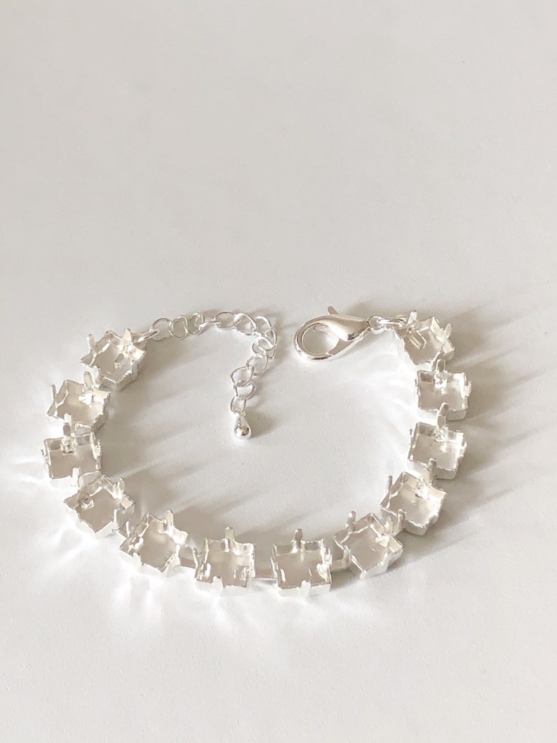 8x8mm Empty Cup Chain Bracelet Square Bright Silver Bracelet Etsy
