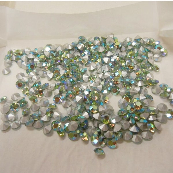 24 Chrysolite AB 29ss Foiled Crystal Chaton, 1100 6mm Chaton Crystal, Empty Cup Chain Crystals, DIY Jewelry Makers