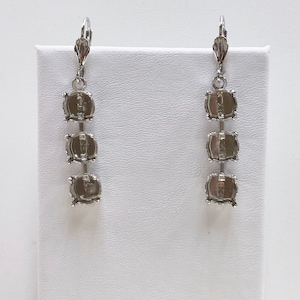 39ss Empty Earring Setting Rhodium plating, Triple Drop Leverbacks, Empty Cup Chain DIY Earrings for jewelry makers