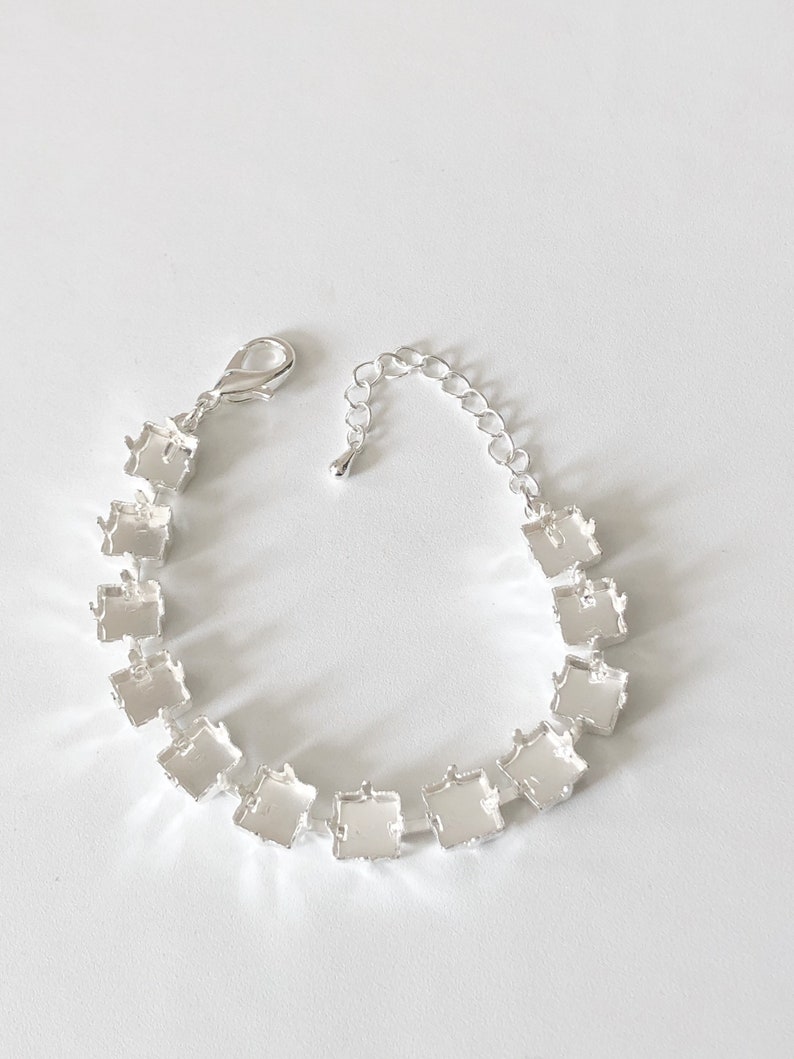 8x8mm Empty Cup Chain Bracelet Square Bright Silver Bracelet Etsy