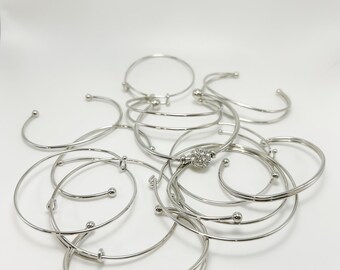 Bracelet Lot in Rhodium plating, DIY Bracelet Settings, 14 Bracelets