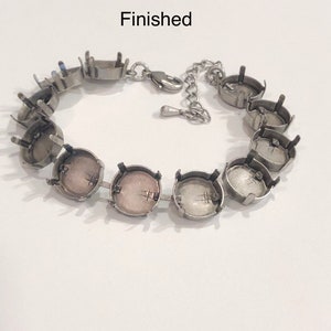 12mm Rivoli Antique Silver Bracelet Setting: DIY Cup Chain Bracelet Making
