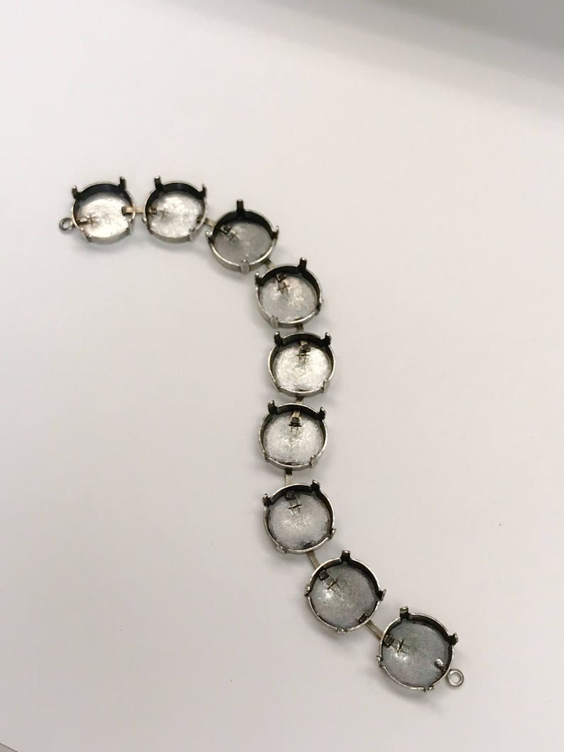 14mm Empty Cup Chain Bracelet Setting Antique Silver Ox, Empty Cupchain DIY Bracelet Base Unfinished