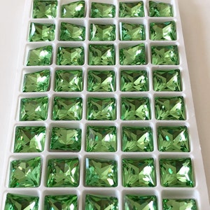 4 - 12x12mm Peridot Foiled Princess Crystal, 4447 Square Crystals, DIY Empty Cup Chain, DIY Jewelry Makers