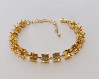 39ss Shiny Gold Empty Cup Chain Bracelet Setting: 8mm Cupchain, 39ss Bracelet, DIY Jewelry Making