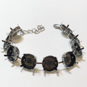 14mm Empty Cup Chain Bracelet Setting Antique Silver Ox, Empty Cupchain DIY Bracelet Base Finished