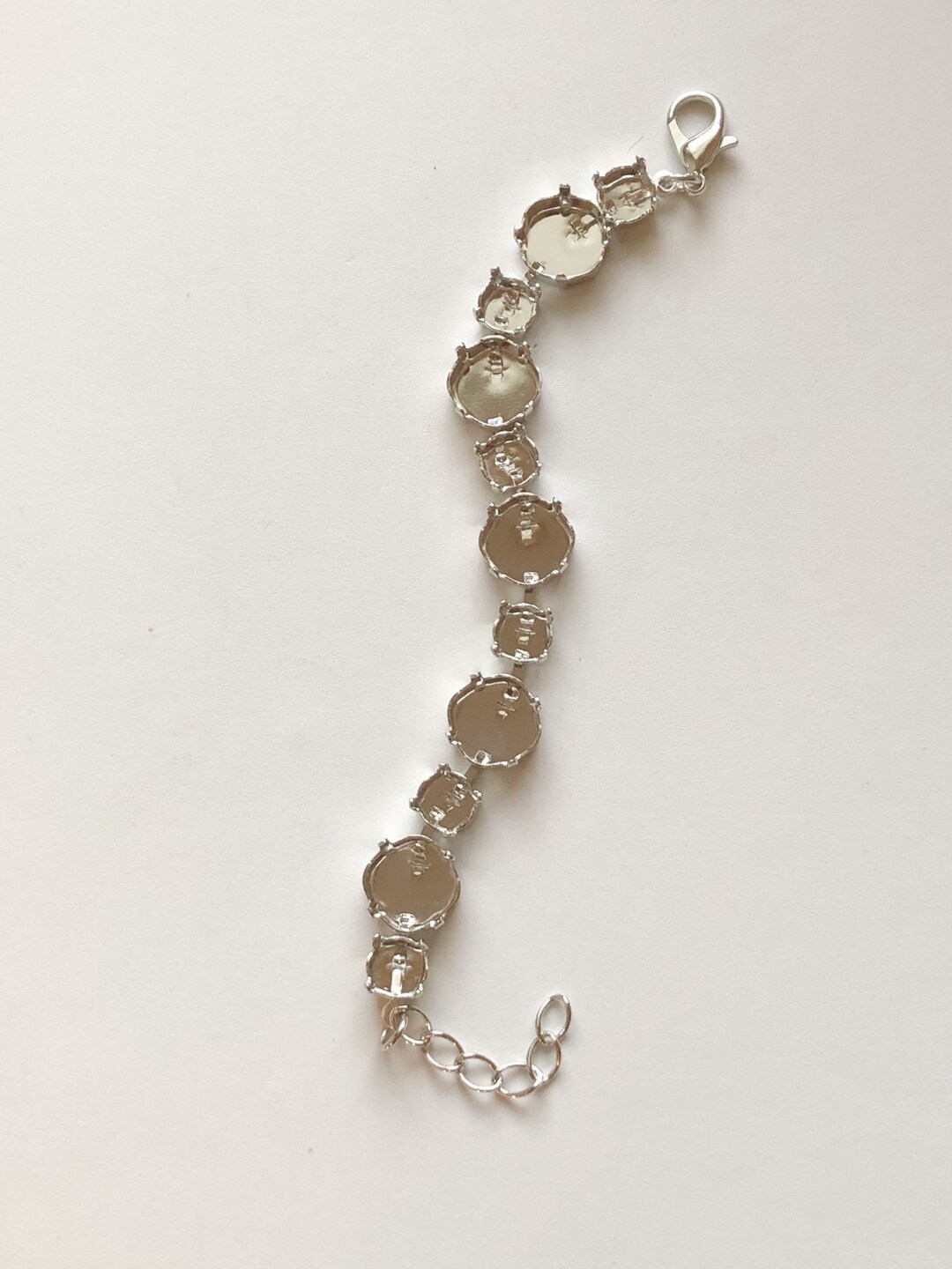 12x12mm 39ss Empty Cup Chain Bracelet Setting, Rhodium Plated 12mm 4470