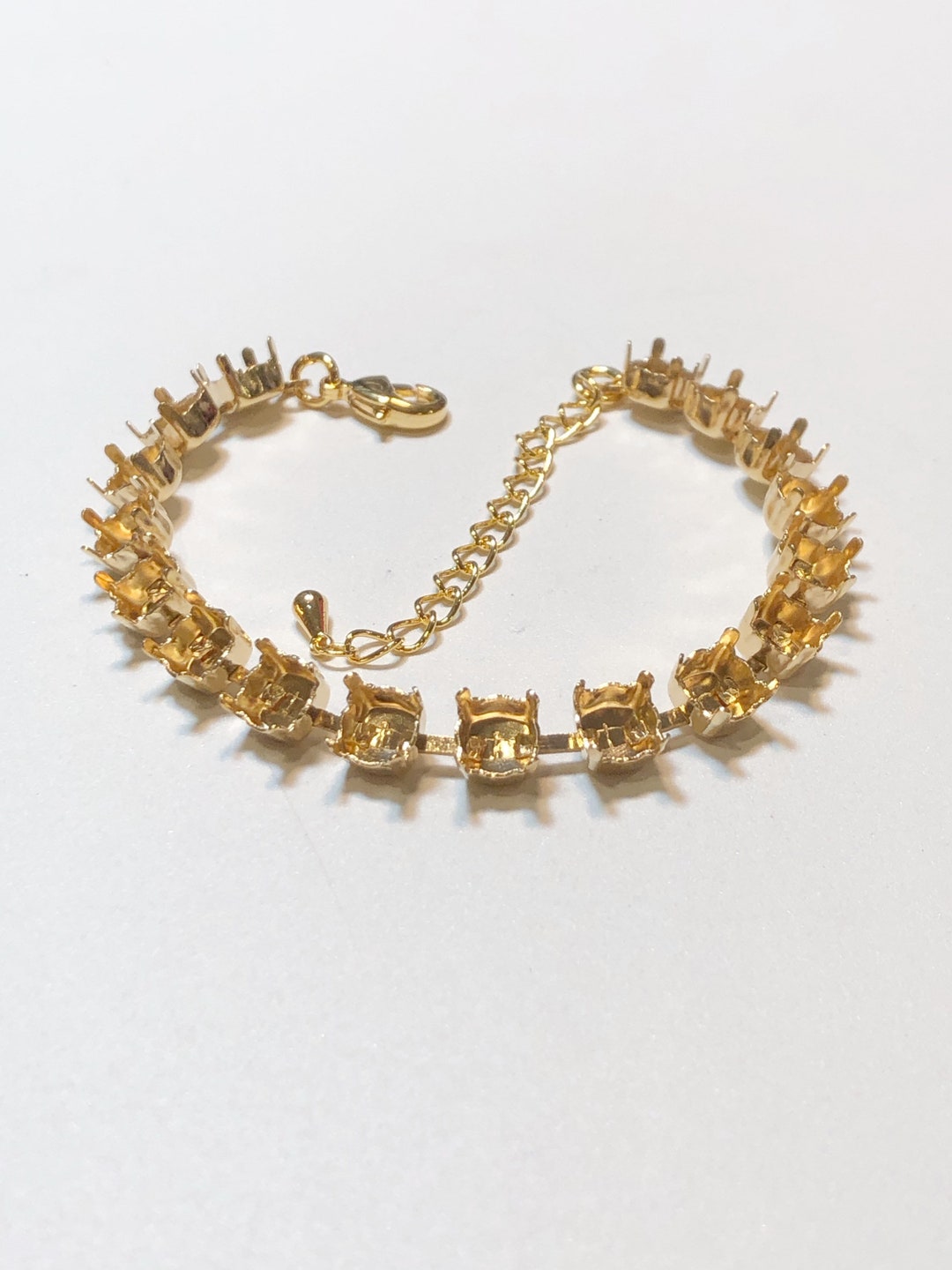 6mm Empty Cup Chain Bracelet Setting, Yellow Gold Plating 29ss Setting