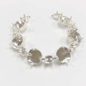 12x12mm 29ss Empty Cup Chain for Bracelet, 4470 Cushion Cut 6mm Bright Silver Bracelet, Empty Cupchain Bracelet Setting