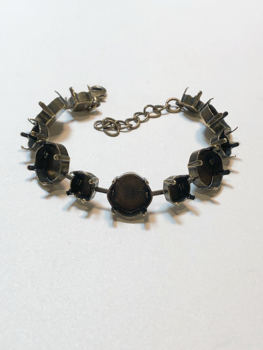 12x12mm 39ss Empty Cup Chain Bracelet Setting, Antique Brass 12mm 4470