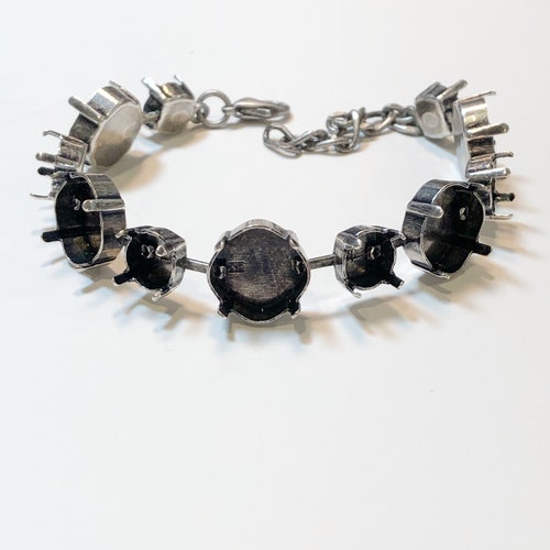 12x12mm 39ss Empty Cup Chain Bracelet Setting Antique Silver Etsy