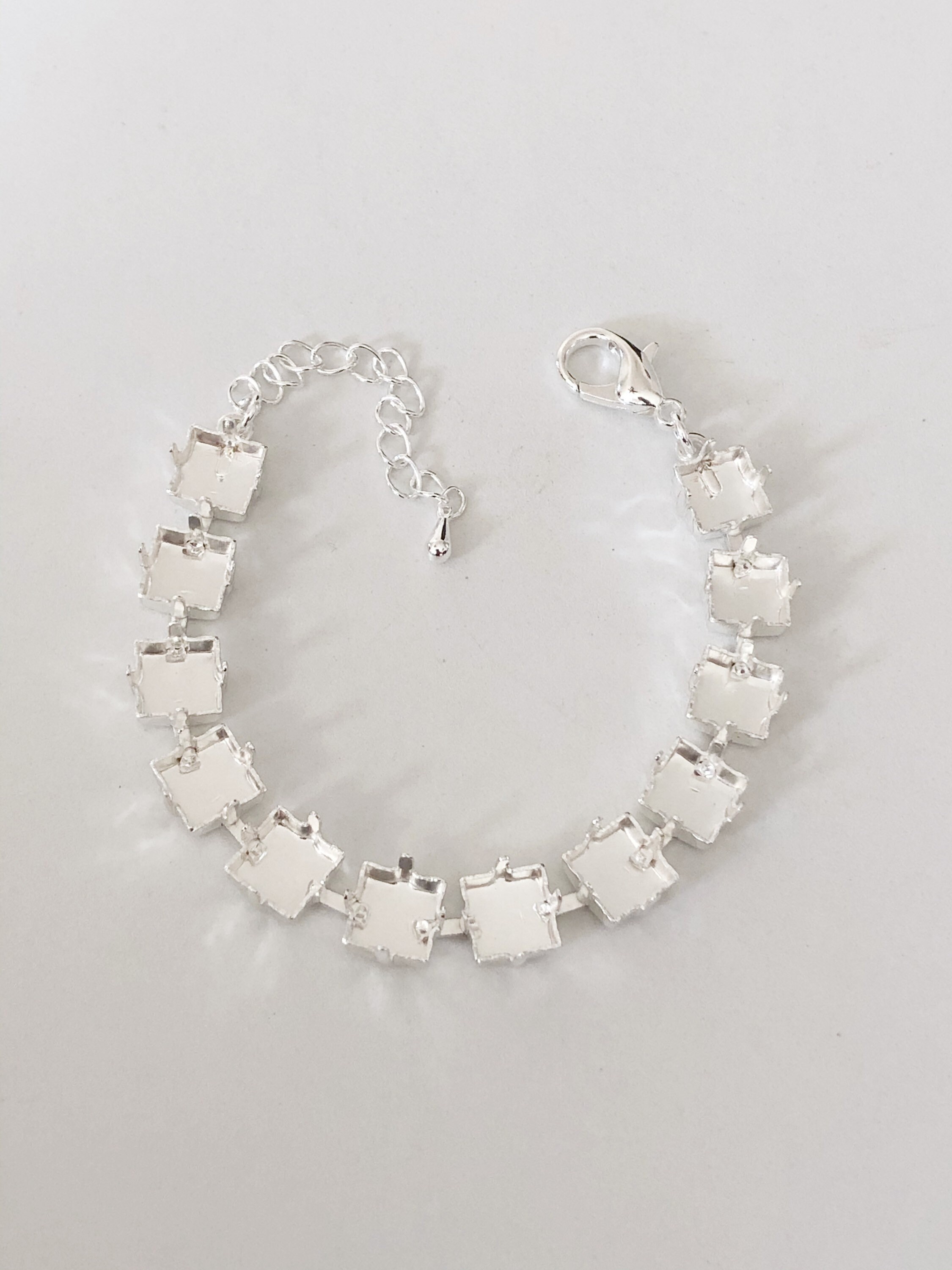 8x8mm Empty Cup Chain Bracelet Square Bright Silver Bracelet Etsy