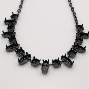 Navette Necklace Setting, Empty Cup Chain for Necklace, Black Noir 15x7mm 8mm, Necklace Making, DIY Empty Cupchain, Bridal