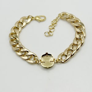 12x12mm Bracelet Setting Empty Cup chain, 4470 Setting Light Gold Chunky Chain Bracelet, DIY Empty Cupchain