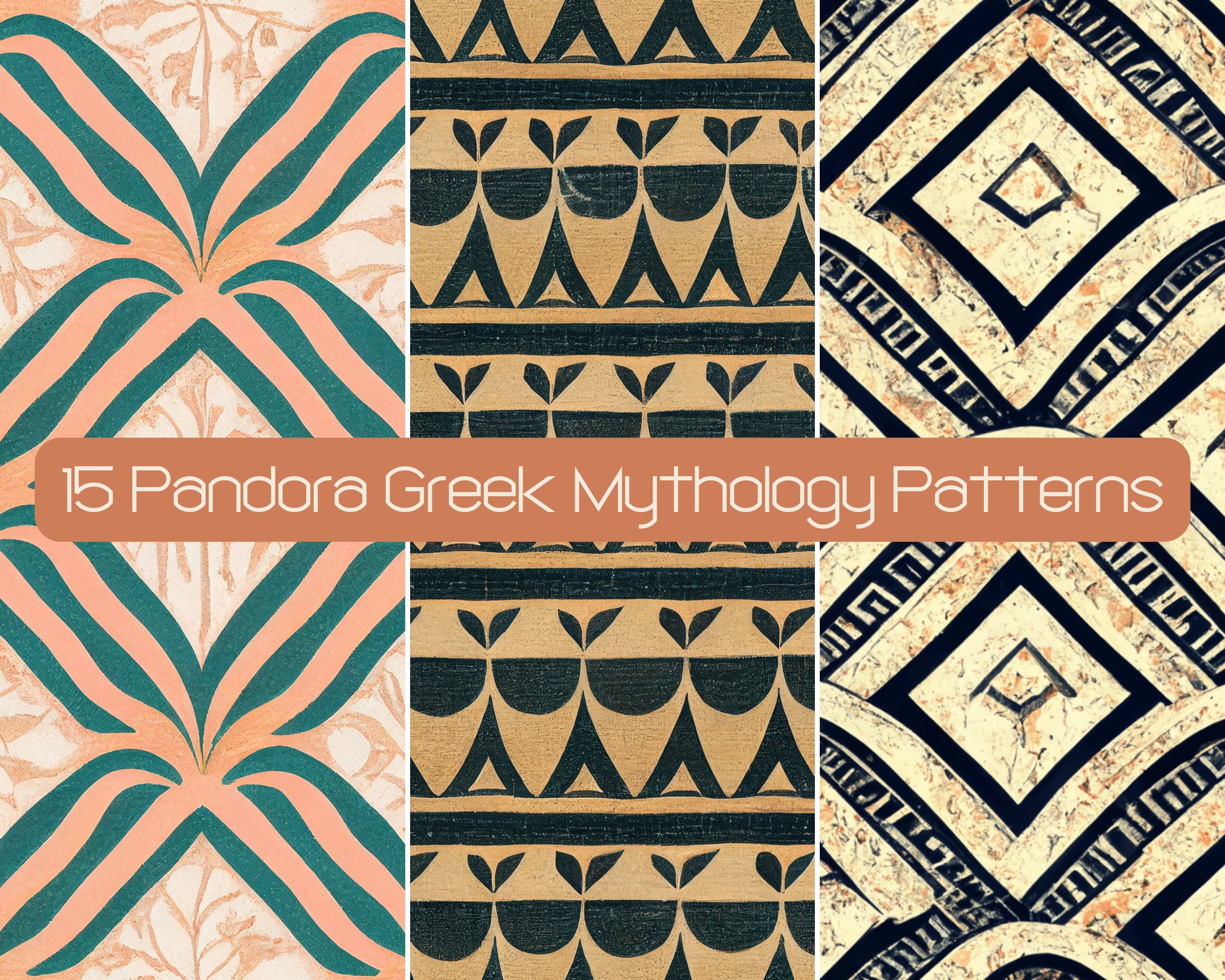 15 Pandora Seamless Pattern, Digital Scrapbook Paper Pack, Greek ...