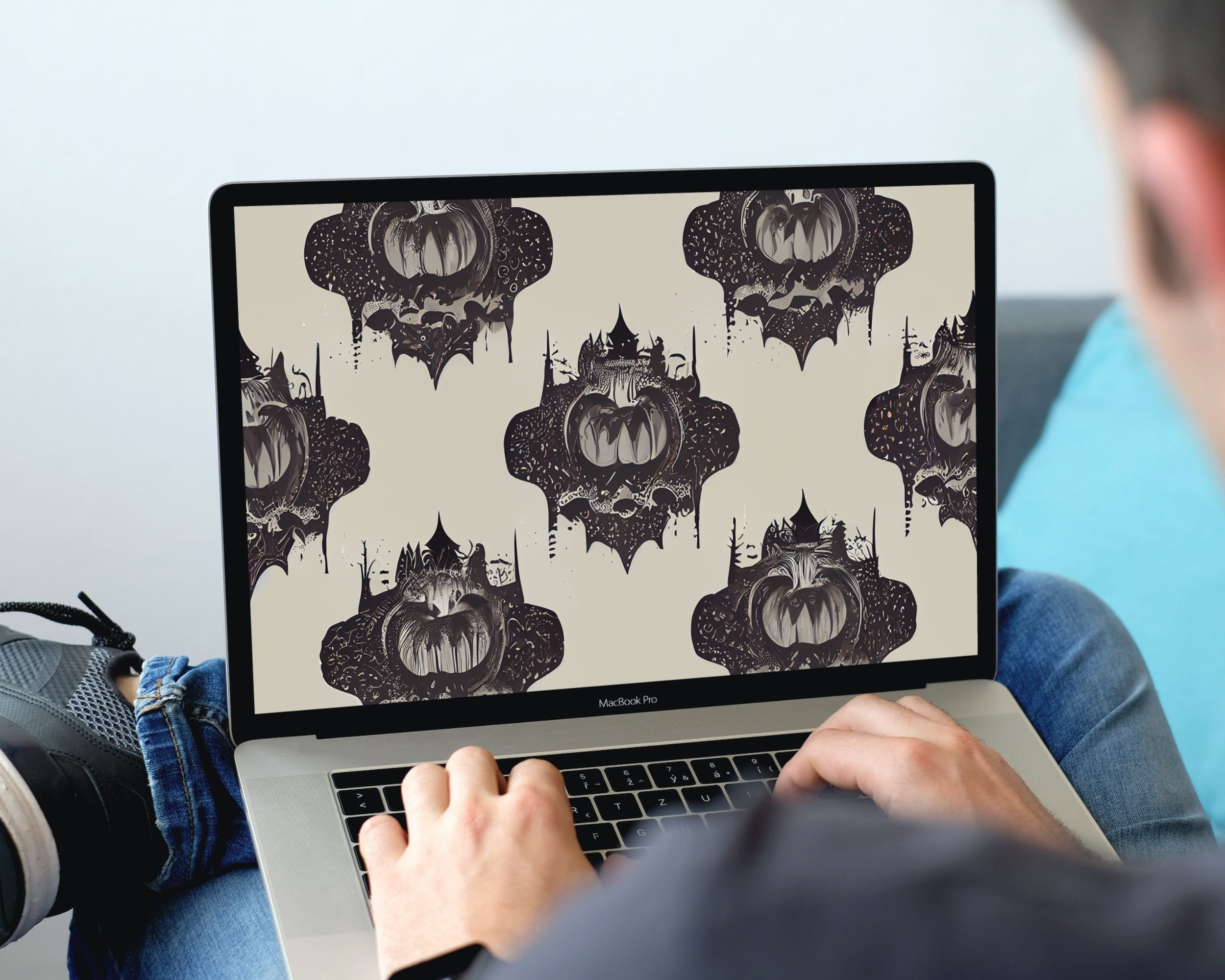 Monochromatic Gothic Seamless Pattern Tile #3, Digital Scrapbook Paper ...