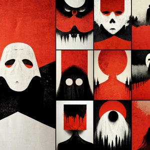 20 Minimalistisch Surrealer Digital Art Print, Gothic Horror Galerie Wand, Modern Zeitgenössisch Abstrakt, Kommerzielle Lizenz Home Decor, Schädel SVG