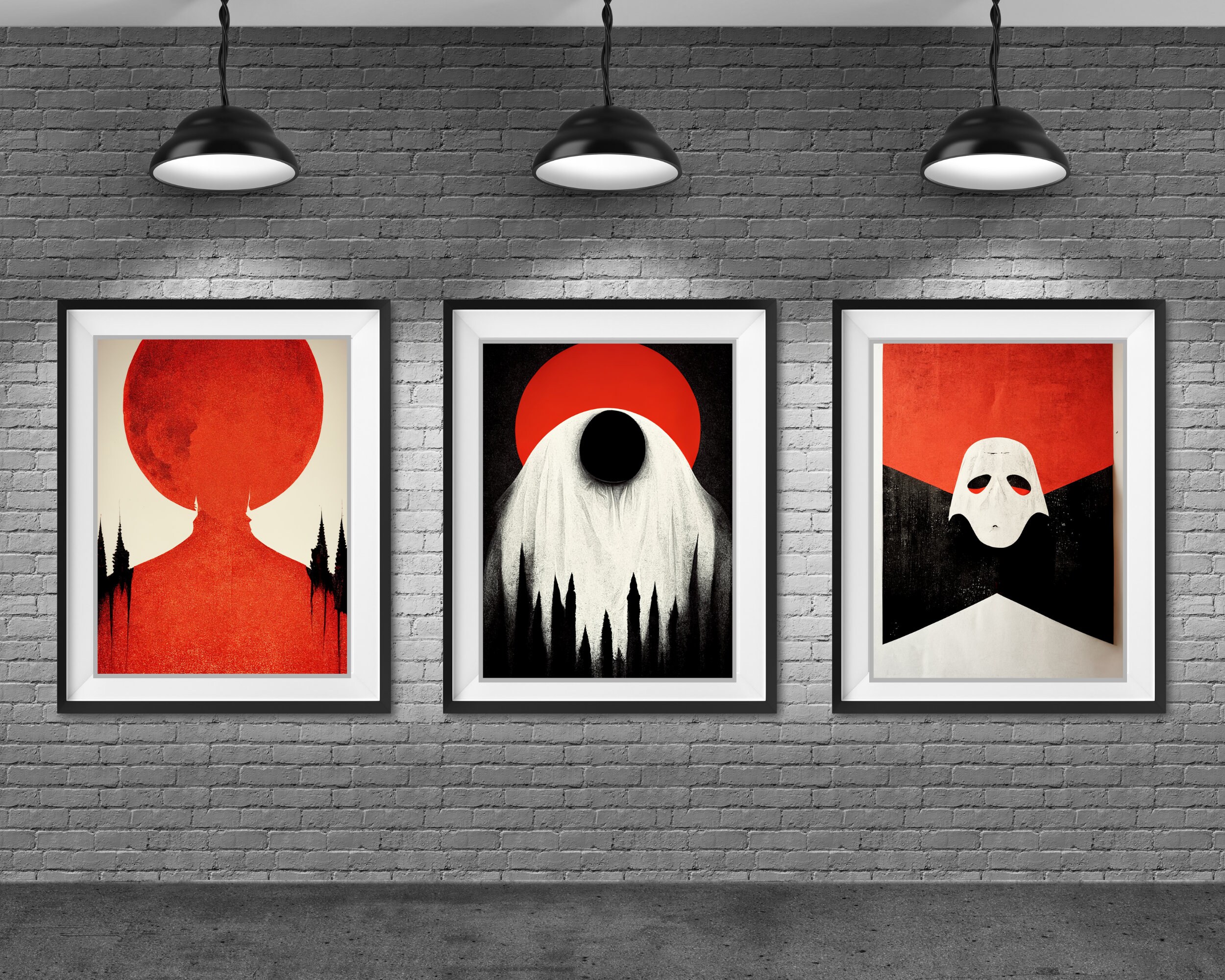 20 Minimalist Surreal Digital Art Print, Gothic Horror Gallery Wall ...